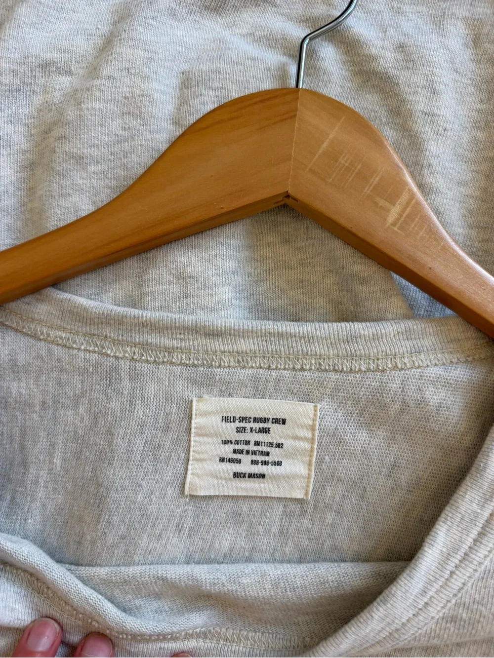 Buck Mason Light Gray Rugby Crewneck
